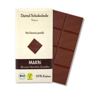 Schokolade Dattelschokolade Natur 59%, ohne Zucker